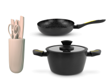 Eterna Legend Тенџере со капак, Тава за пржење и Сет ножеви