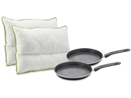 2 Stone Legend Black Тави за палачинки и 2 Aloe Vera Анатомски перници